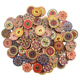 CANDEOLA 180-Pcs 3/4" Mixed Vintage Flower Wooden Buttons | Bulk Assorted Colors Natural Wood Buttons for Sewing Clothes Crafts Decorations (20mm)