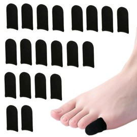 LELEYO Toe Sacks, for Small Toes, Protection, New Material, Breathable, Small Toe Sack, Protector, Toe Cover, Thin, Toenail Protection Cap, Anti-Puncture, Flexible, Comfortable, Durable, Black, 20