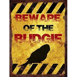 Finger prints - Beware of the budgie - Vintage Metal Wall Sign