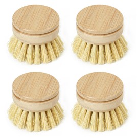 Jungle Culture Replacement Brush Heads for Eco Dish Brush • Wooden Washing Up Brush Heads Pack of 4 • Interchangeable Soft Bristle Refills • Natural Dish Scrubbers • Zero Waste Cleaning Products