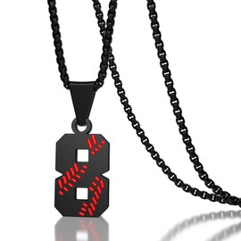 Aiyo Fashion Inspiration Baseball Necklaces Baseball Jersey Number 0-99 Necklace Stainless Steel Baseball Chain Number Pendant Necklace Baseball Team Jewelry Gift for Boys girls