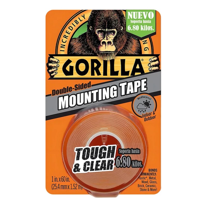 Cinta Montaje Doble Cara Transparente 2.54 Cmx152 Cm Gorilla