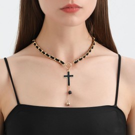 Your Always Charm Leather Necklace Necklace Black Heart Pendant Necklace for Women Star Butterfly Peach Heart Cross Choker Necklace Necklace Wearable Jewellery Christmas Gifts