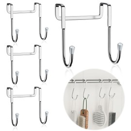 4 Pcs Cupboard Door Hangers, Wardrobe Door Hangers, Wardrobe Hook, Wardrobe Door Hooks, Over Door Hanger Stainless Steel, Heavy Duty Cupboard Narrow Door Hooks for Doors, Bedroom, Bathroom, Wardrobe