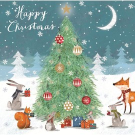 Box of 8 Xmas Fox & Friends & Xmas Tree Christmas Cards In 2 Designs Boxed Cards XCPS009