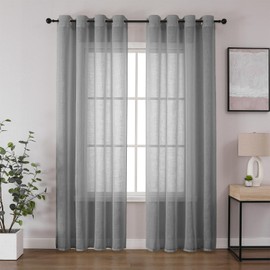 CUCRAF Voile Curtains 63 Inch Drop 2 Panels with Eyelet Linen Net Curtains for Windows Sheer Curtains for Bedroom Kitchen Dormitory Home Decoration