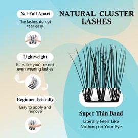 Mayhug Lash Clusters 96 Pcs Cluster Lashes 0.05 Super Thin Band DIY Eyelash Extensions Individual Lashes 8-16mm Lashes Fluffy Lash Extensions Thin Band & Soft (MUGGY)