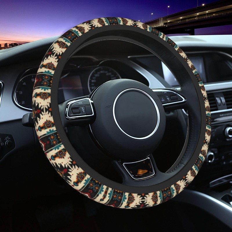 Western Boho Steering Wheel Cover for Women, 15 Inch Southwestern