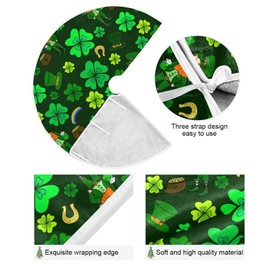 Moudou St. Patrick's Day Tree Skirt Clover Christmas Tree Skirt for Holiday Party Decoration 36 Inch