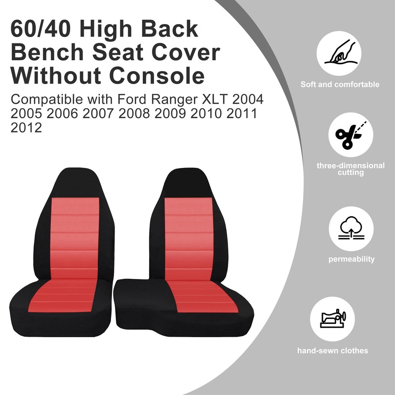 Fioqe 2PCS Front 60/40 High Back Bench Seat Cover for