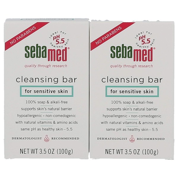 Sebamed Soap-free Cleansing Bar For Sensitive Skin, 3.5-Ounce Boxes (Pack of 2)