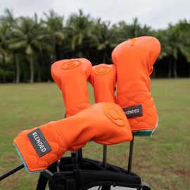 Golf Club Headcover Overflow Orange Wood Cover Driver Fairway Wood Utility Hybrid Headcover with Number Tag