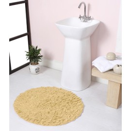 Home Weavers Bell Flower Collection 22" Round 100% Cotton Tufted Bath Rugs, Extra Soft and Absorbent Bath Rugs, Non-Slip Bath Mats, Machine Washable, Bathroom Bath Mats for Floor, Yellow