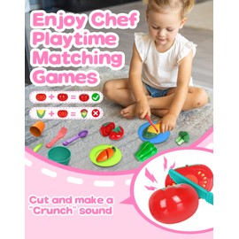 Play Sink Toy with Running Water, 4 In 1 Kitchen Sink Toy with Cutting Food Toys Set,Toddlers Montessori Educational Pretend Play Kitchen Toy with Magnetic Floating Pool Fishing Toy for Girls Ages 3+