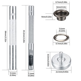 Cents matter 400 Pieces Eyelet Tool Set, Copper Tarpaulin Eyelets, Metal Eyelets, Eyelets Washers in 4 Colours with 3 Pieces Tool for Shoes, Leather Bags, Clothing, DIY Crafts