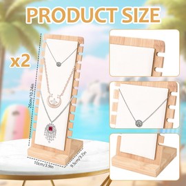 WANTOUTH 2 x 12 Slots Necklace Jewellery Stand Leather Padding Chain Stand 10 x 9.5 x 26.5 cm Necklace Stand Wooden Chain Holder Jewellery Rectangle Necklace Display for Necklace Pendant Bracelet