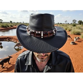 Barmah Hats Outback Crocodile Leather Hat 1033BL / 1033BR - Black - Large