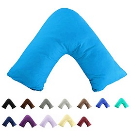 TAOSON 100% Cotton 300 Thread Count Soild Envelope Style V Shaped/Tri/Boomerang Standard Pillow Case Cushion Cover Only Cover No Insert (Aqua Blue)