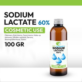 Sodium Lactate 60% (Sodium Lactate 60%) - 100 g (Bottle 3/4 Filled), Use with Bar Soaps Helps to Make a Harder Bar
