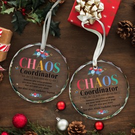 Vorruil Chaos Coordinator Christmas Ornament, Thank You Gifts for Women, Boss Gifts, Appreciation Gifts for Coworker, Funny Glass Round Christmas Ornament Gift