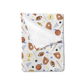 Baby Sports Blankets for Boys Flannel American Football Baseball Basketball Soft Swaddle Blankets Sports Lovers Gift Receiving Blankets Nursery Crib Bedding Blankets Toddler Infant Newborn 30x40