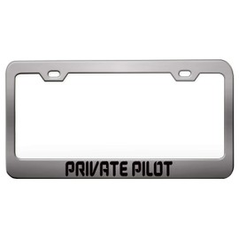 Custom Brother - Private Pilot Aviation Chrome Steel Metal License Plate Frame Auto Car SUV Tag Holder, U38