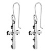 Pretty in Faith Floral Cross .925 Sterling Silver Dangle Earrings