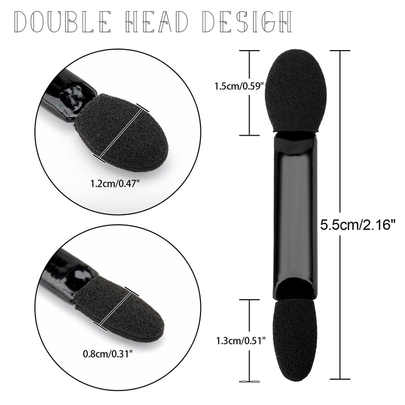 100PCS Sponge Eyeshadow Applicators - Disposable Eyeshadow Applicators - Black