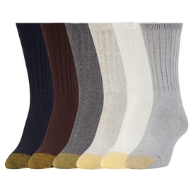 Gold Toe - Calcetines para mujer, estilo informal, acanalado, 6 pares, Marrón (Brown Mix), Shoe Size: 6-9