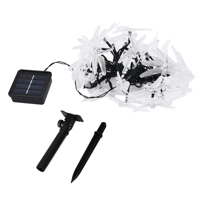 Dragonfly Solar String Lights 30LEDs Solar Powered Fairy Lights Waterproof