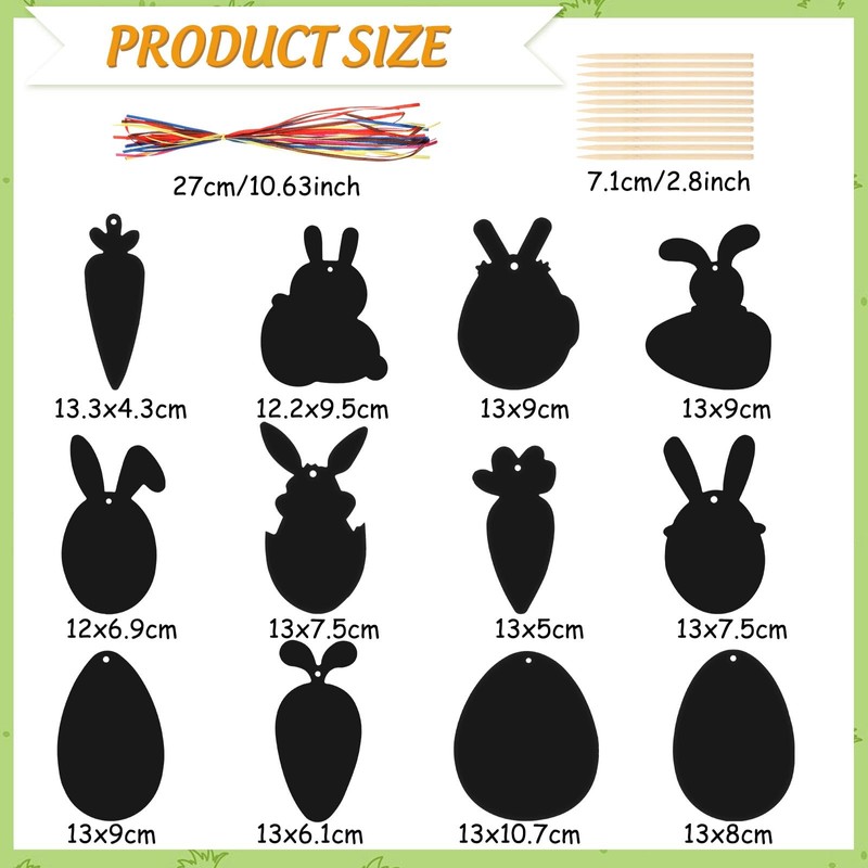 Aoriher 48 Sheets Easter Scratch Pictures with 48 Pieces Ribbons