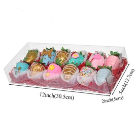 SLShePack 50PCS 12x5x2 Inches Clear Cookie Boxes Strawberry Boxes Bakery Boxes Macaron Boxes Gift Boxes Treat Boxes for Party Favors