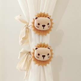 Okaywork Pack of 2 Curtain Clips Tiebacks Rope, Cartoon Lion Curtain Holders, Tie Backs, Tiebacks for Curtains, Curtains Hooks Rings Lion for Children's Room Decoration