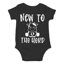 Belle Homie New To The Herd - Funny Baby Essentials Bodysuit - Cute Baby Girl Clothes Newborn Boy Outfit (Newborn, Black)