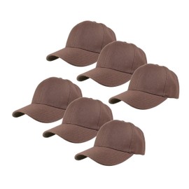 Gelante Plain Blank Baseball Caps Adjustable Back Strap Wholesale Lot 6 Pack, Brown, One Size