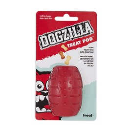 Dogzilla Treat Pod Toy, Red, Small