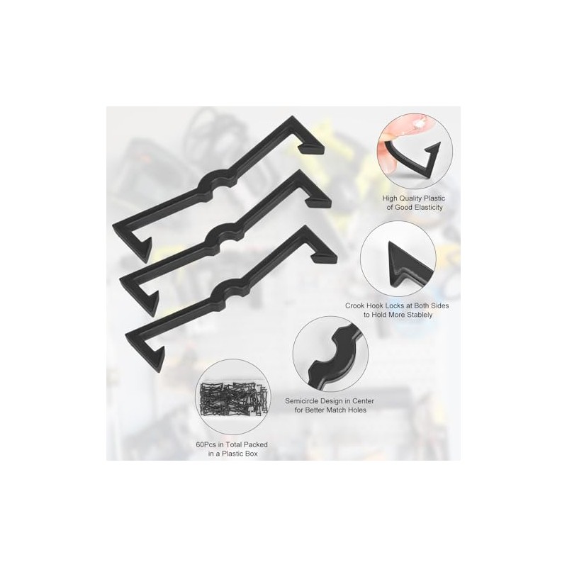 AccEncyc Black Peg Locks Plastic Pegboard Hook Locks Pegboard Display