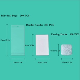 900 PCS Earring Necklace Display Cards Set White Kraft Paper Card Holder with Self-Seal Bags Earring Backs for jewelry DIY Holder Selling