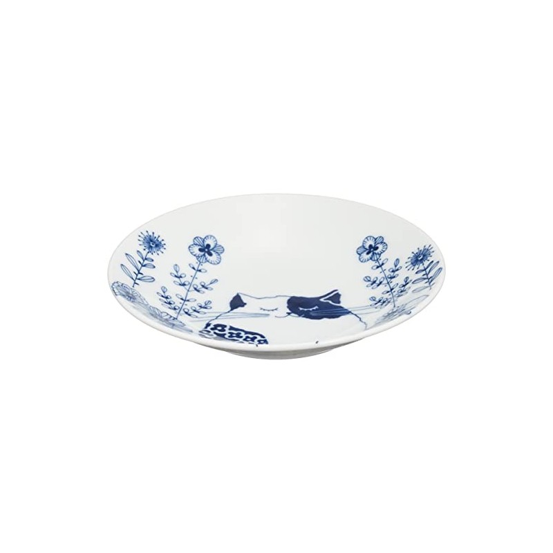 Ceramic Indigo Ronron and Mew Small Plate, Mew Size: Approx.