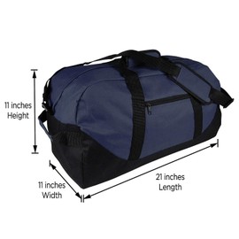 iEquip Duffle Bag, Gym Bag, Sports Bag, Heavy Duty Travel Bag Two Tone Carry-On Clothing Work Out Bags (Navy - large (21" x 11" x 11"))