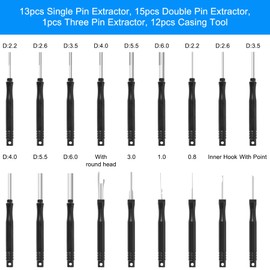 Terminal Removal Tool Kit 41 Pcs Depinning Tool Electrical Connector Pin Removal Tool Kit Pin Extractor Tool Set Wire Terminal Release Tool for Automotive Car Household Devices - Black