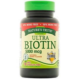 Nature's Truth Biotin 5000 Mcg, Fast Dissolve Tabs, Natural Berry Flavor, 78 Count (Pack of 3)
