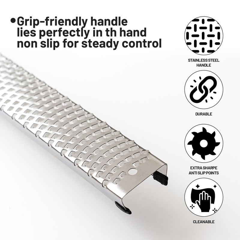HiFEN® Premium Stainless Steel Handheld Grater, Ergonomic Non-Slip Handle-Ideal for