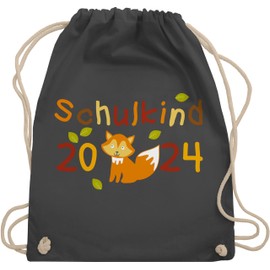 Shirtracer - Gym Bag Backpack - First Day of School & First Day of School Gift - School Child 2024 Fox, 4 Dark Grey