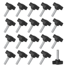 M METERXITY 20-Pack Thumb Screws, M6x25mm Tee Wing Knobs, Plastic T Handle Clamping Screw Knob for Woodworking/Machinery/Equipment, Metric Thread Thumbscrew [Black]