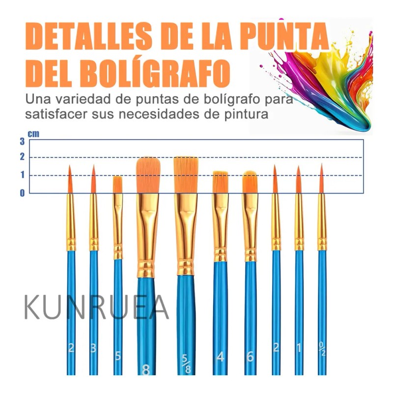 Kunruea 60 Pinceles Para Pintura Acrílico Oleo Acuarela, 6 Palettes