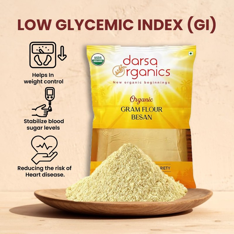 Darsa Organics Gram Flour - 2 lb Besan Flour, USDA