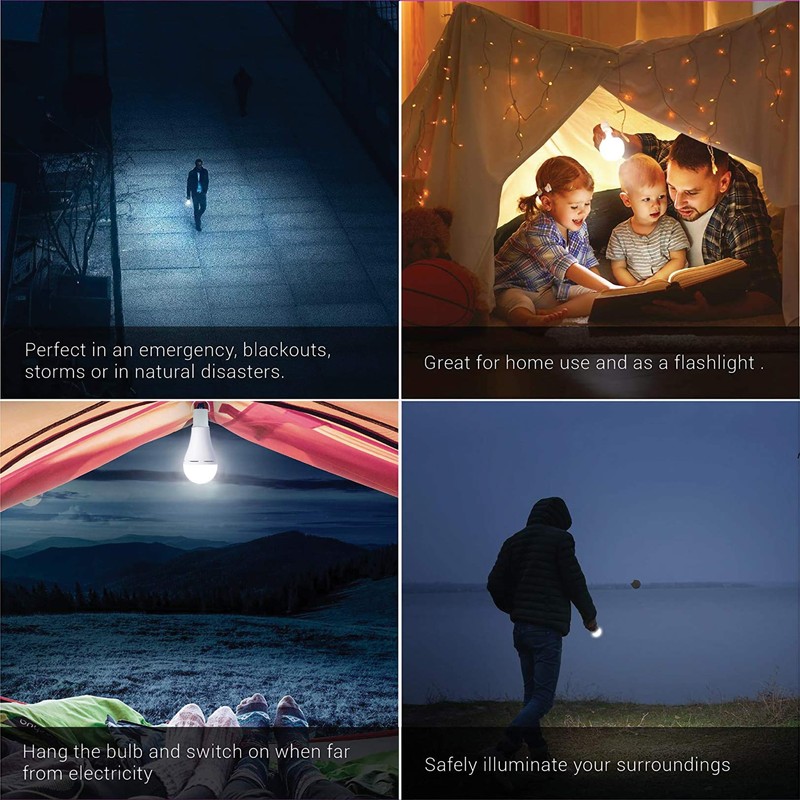 (6 Pack) A21 Rechargeable Emergency LED Bulbs 9W Daylight White