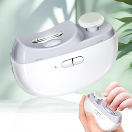 Automatic Electric Nail Clipper with 3-Speeds Levels and Nail Clip Storage, LCD Digital Display, USB Rechargeable Safety Electric Nail Trimmer Suitable for Babies,Children, Adults and Seniors White