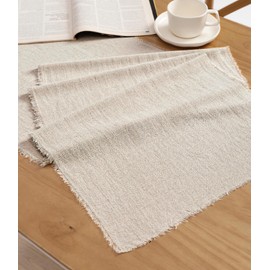 Vitalizart - Camino de mesa beige de 14 x 72 pulgadas de largo, textura de baba, algodón y lino, para decoración rústica del hogar, comedor, boda, recepción, despedida de soltera, Acción de Gracias,
